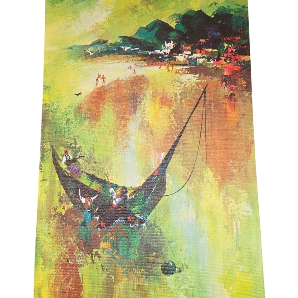 Majorca, Spain on yellow picture painting canvas abstract art 16x11 placemat